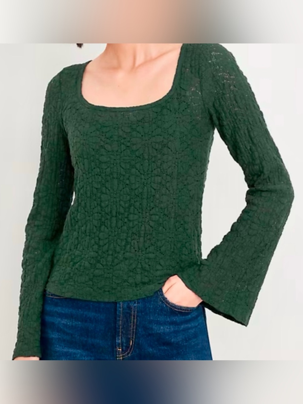 Old Navy Bottle Green Lace Top